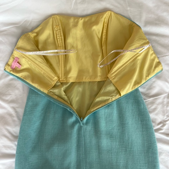 Lilly Pulitzer Light Blue Textured Strapless  Dress - Size 8 mini - Picture 4 of 11